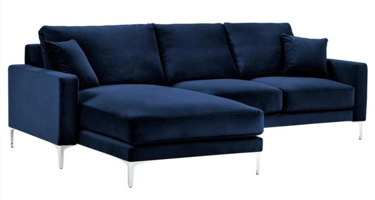 Corner sofa Blue Living landscape Couch Corner suite Upholstery Italian Furniture Design
