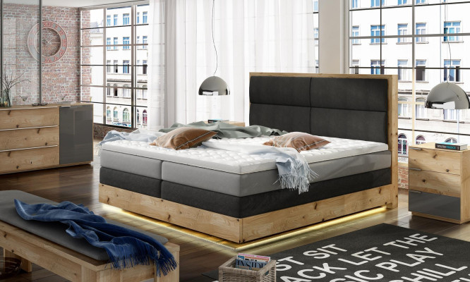 Box Spring Bed Beds Textile Luxury Upholstery Furniture Wood Design Bed Bedroom