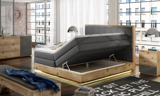 Box Spring Bed Beds Textile Luxury Upholstery Furniture Wood Design Bed Bedroom