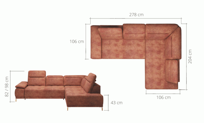 Fabric L-shape Couch Living landscape Corner sofa Suite Modern Design Decor Sofa