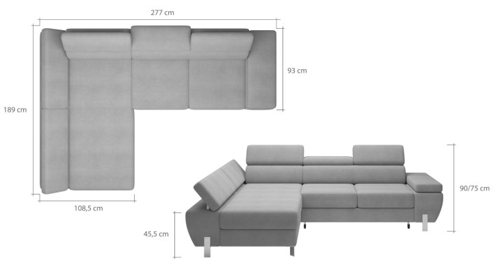 Sofa bed Design Corner sofa L-shape Bed function Couch Textile Sofas Fabric Sleep