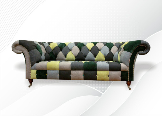 Chesterfield 3 Seater Multicolored Living room Design Couches Sofa Designer Furniture