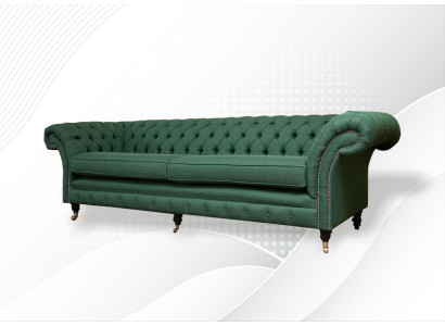 Chesterfield 4 Seater Dark Green Living room Design Couches Sofa big Furniture Fabric
