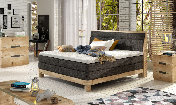 Oak Real wood Bed Box Spring Beds Solid Double Wood Upholstery Design