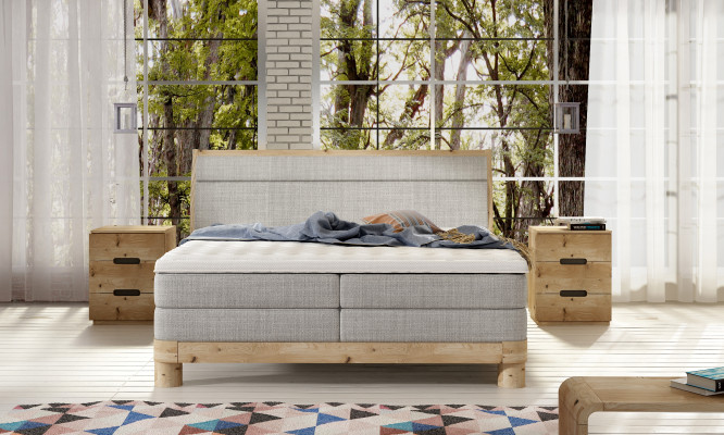 Oak Real wood Bed Box Spring Beds Solid Double Wood Upholstery Design