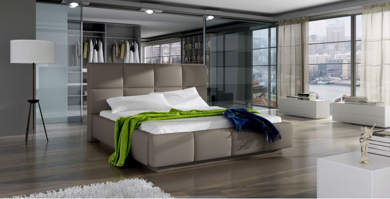 Designer Upholstered bed Bed Beds Leather bed Double bed Marriage bed with LED Light fixture