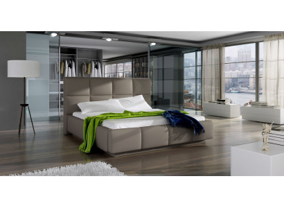 Designer Upholstered bed Bed Beds Leather bed Double bed Marriage bed with LED Light fixture