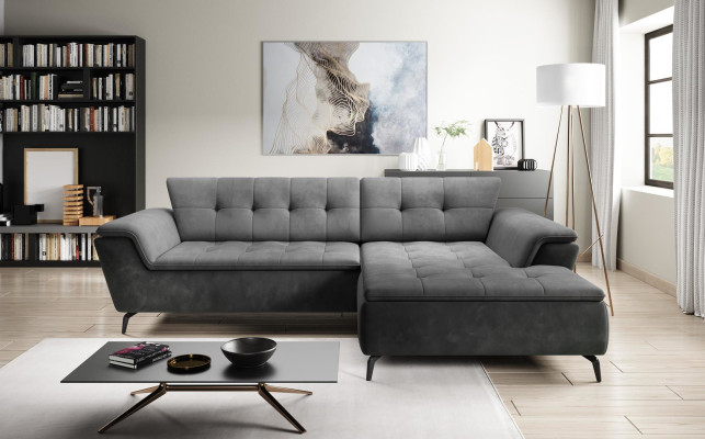 Fabric Modern Luxury Corner sofa L-shape Furniture Living room Upholstery Gray Design Textile