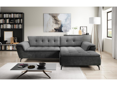 Fabric Modern Luxury Corner sofa L-shape Furniture Living room Upholstery Gray Design Textile