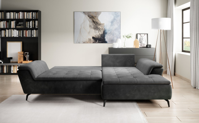 Fabric Modern Luxury Corner sofa L-shape Furniture Living room Upholstery Gray Design Textile