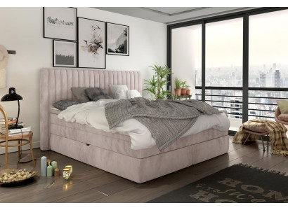 Box spring bed 180x200cm double hotel beds textile bedroom bed upholstery new