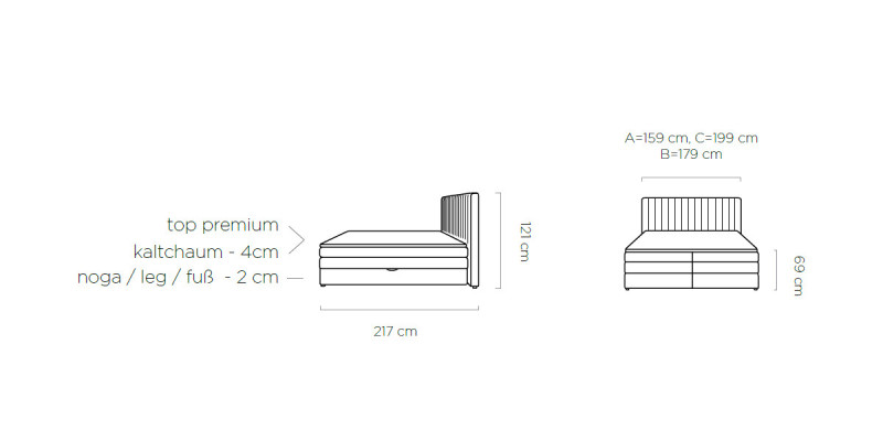 Box spring bed 180x200cm double hotel beds textile bedroom bed upholstery new