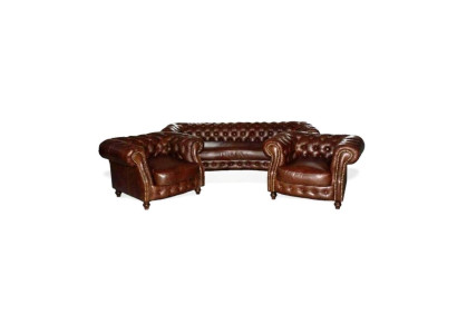 Chesterfield Brown Corner sofa Sofa Couch Upholstery Corner suite Living room
