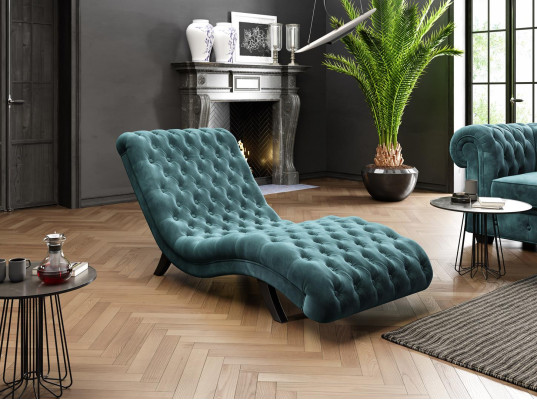 Lounge Sofa Chesterfield Couch Sofa Lounger Wood Metal Chaise Longue Relaxation Lounger