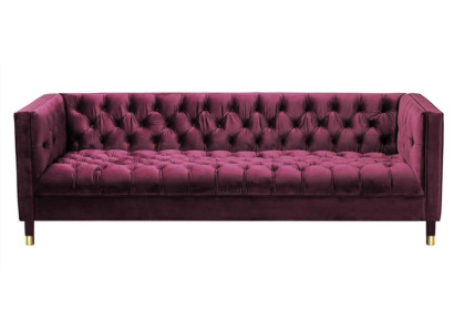 Burgundy Three Seater Fabric Living room Design Couches Upholstery Sofa Chesterfield new