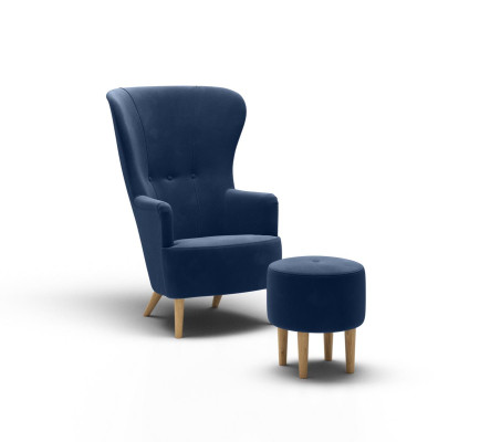 Armchair Stool Side Designer Modern Set Suite Upholstery Relax TV 2-piece.