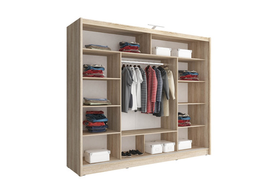 Mirror Wardrobe Bedroom Floating 250cm Clothes Cabinets Sliding Doors