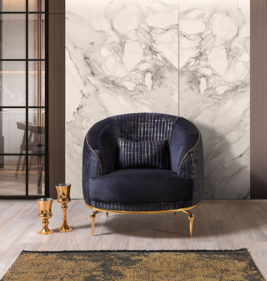 Living room Armchair Upholstery 1-Seater Couches Modern Textile new Blue Luxury