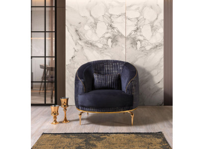 Living room Armchair Upholstery 1-Seater Couches Modern Textile new Blue Luxury