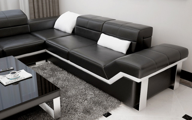 Leather sofa Sofa Couch Living landscape Corner sofa Suite Design Modern Sofa K5007B