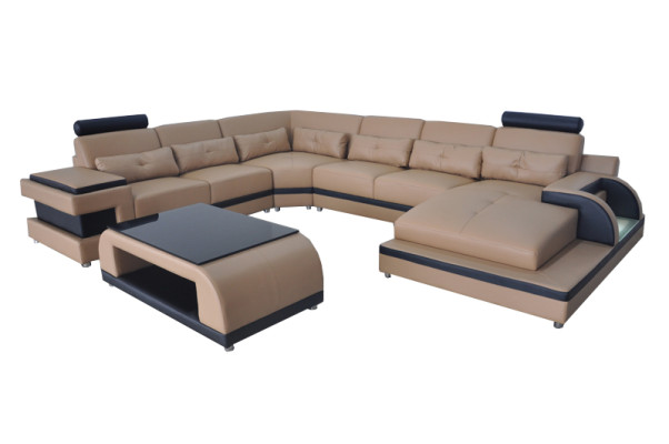 Luxury Upholstery Seat Leather Corner Couch with USB Sofa Living Furniture Landscape Suite