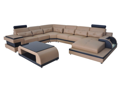 Luxury Upholstery Seat Leather Corner Couch with USB Sofa Living Furniture Landscape Suite