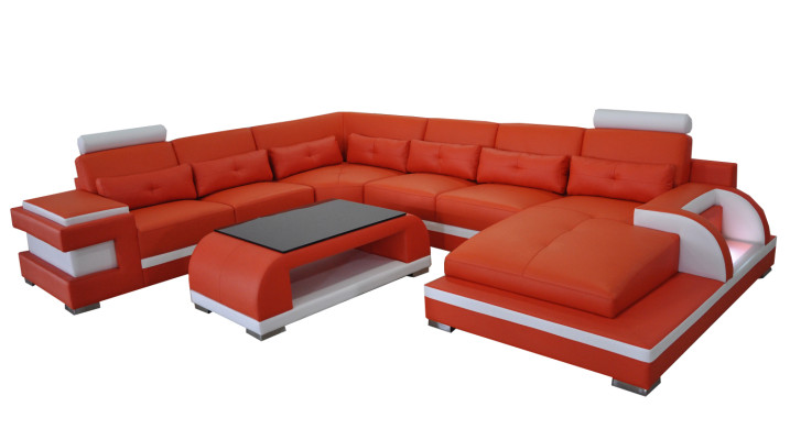 Luxury Upholstery Seat Leather Corner Couch with USB Sofa Living Furniture Landscape Suite