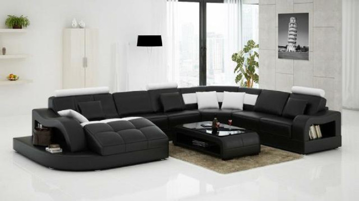 Designer Corner sofa with Lounger Couch Sofa Living landscape Leather sofa U-shape with USB