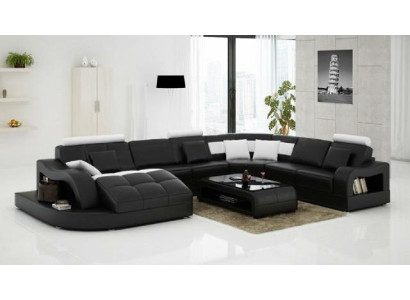 Designer Corner sofa with Lounger Couch Sofa Living landscape Leather sofa U-shape with USB