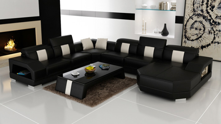 Leather sofa Couch Living landscape Corner sofa Eck Suite Design Modern Sofa R7003 new
