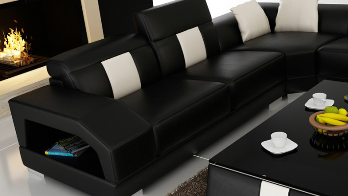 Leather sofa Couch Living landscape Corner sofa Eck Suite Design Modern Sofa R7003 new