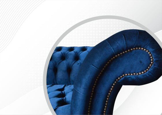 Chesterfield 3 Seater Blue Design Couches Upholstery Sofas Velvet fabric Textile Luxury