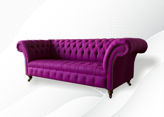 Chesterfield 3 Seater Purple Fabric Design Couches Upholstery Sofas new Creative Sofa