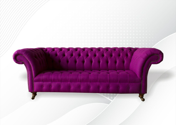 Chesterfield 3 Seater Purple Fabric Design Couches Upholstery Sofas new Creative Sofa