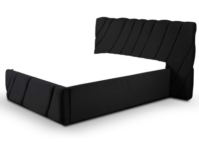 Luxury Bedroom Bed Double bed Black Wood Upholstery Beds Bed Frame