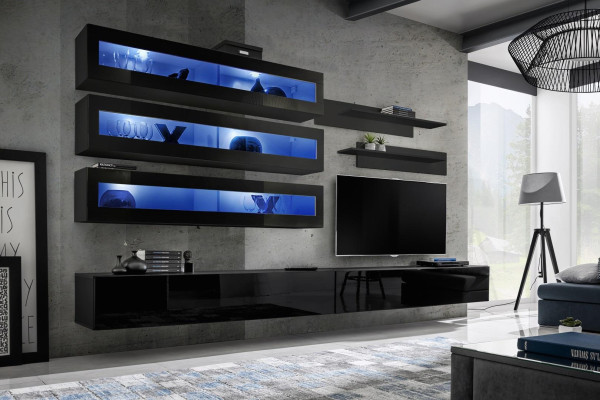 Wall unit Design Wall shelf TV lowboard wall cabinet Living room Wood Furnishings new