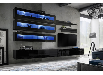 Wall unit Design Wall shelf TV lowboard wall cabinet Living room Wood Furnishings new