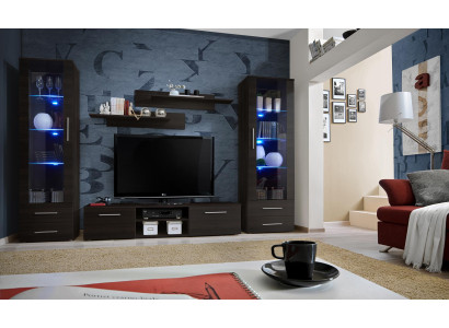 Luxury Black Wall unit High Gloss TV Lowboard Sideboard Chest of drawers Lowboard Display case