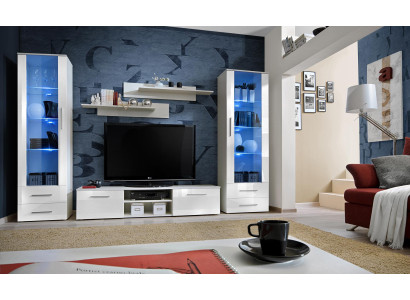 Living room Wall unit TV cabinet Lowboard Wood Furnishings White Furniture Display case new Modern