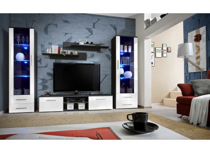 Wall unit Set Luxury Furniture Living room Wood Furnishings Modern Display case new