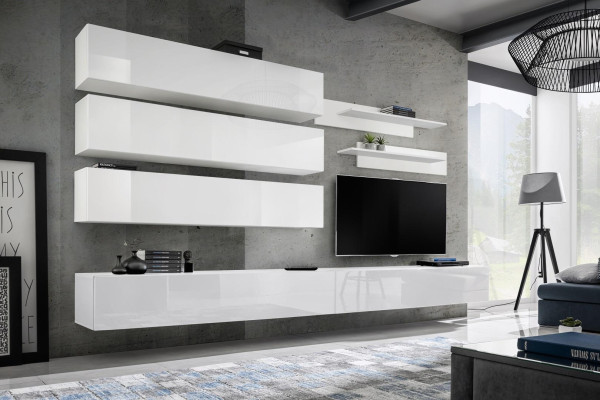 Designer Living room Set Wall Shelves Wall unit Shelf TV Lowboard Set 7 pieces.