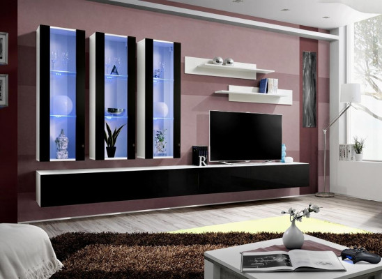 Luxury Wall unit Wooden furniture Living room Wall shelf Designer hanging Display case new
