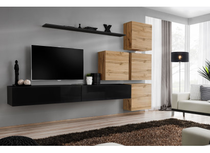 Set 7 pieces Wall unit Living room TV lowboard Wood Luxury Suite Group wall cabinet