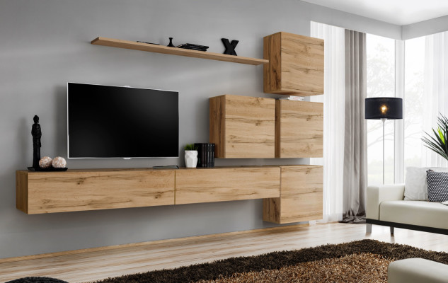 Suite Braun Set 7-piece TV lowboard Complete Wall unit Wall Shelf Modern Design