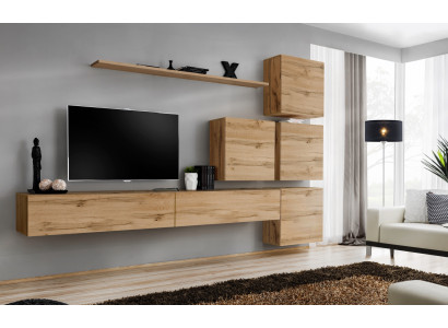 Suite Braun Set 7-piece TV lowboard Complete Wall unit Wall Shelf Modern Design