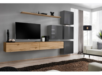 Luxury Wood Suite TV Lowboard Wood Living room Wall unit Wall Shelf Design