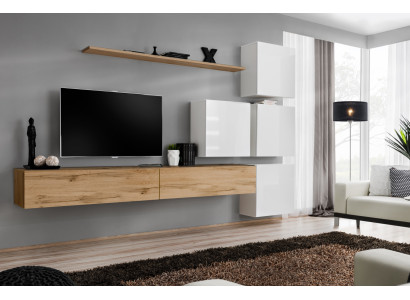 Wall unit Brown Living room Wood Modern Furniture Suite Luxury Complete wall cabinet