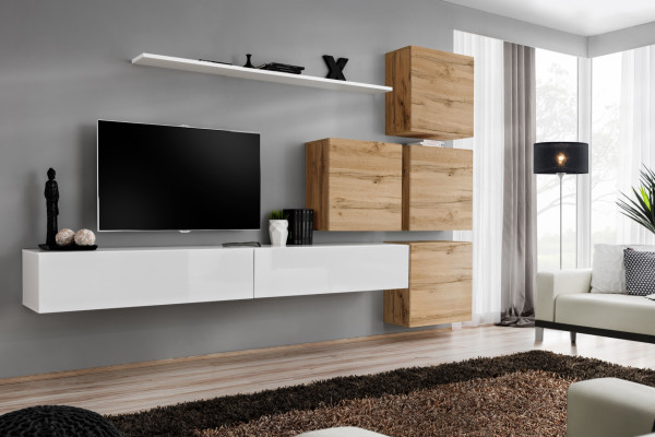 Design Wall unit Sideboard 4x wall cabinet TV-cabinet Suite 7 pcs. Complete set