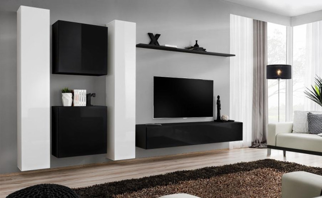 Living room Wall unit Set 4pcs Group Suite Wardrobe 4pcs. Wood Furniture Shelf