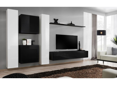 Living room Wall unit Set 4pcs Group Suite Wardrobe 4pcs. Wood Furniture Shelf
